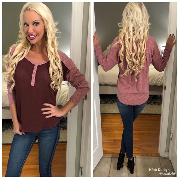 Tops - ❤️LAST 1!! Contrast Snap Button Top Baseball Tunic